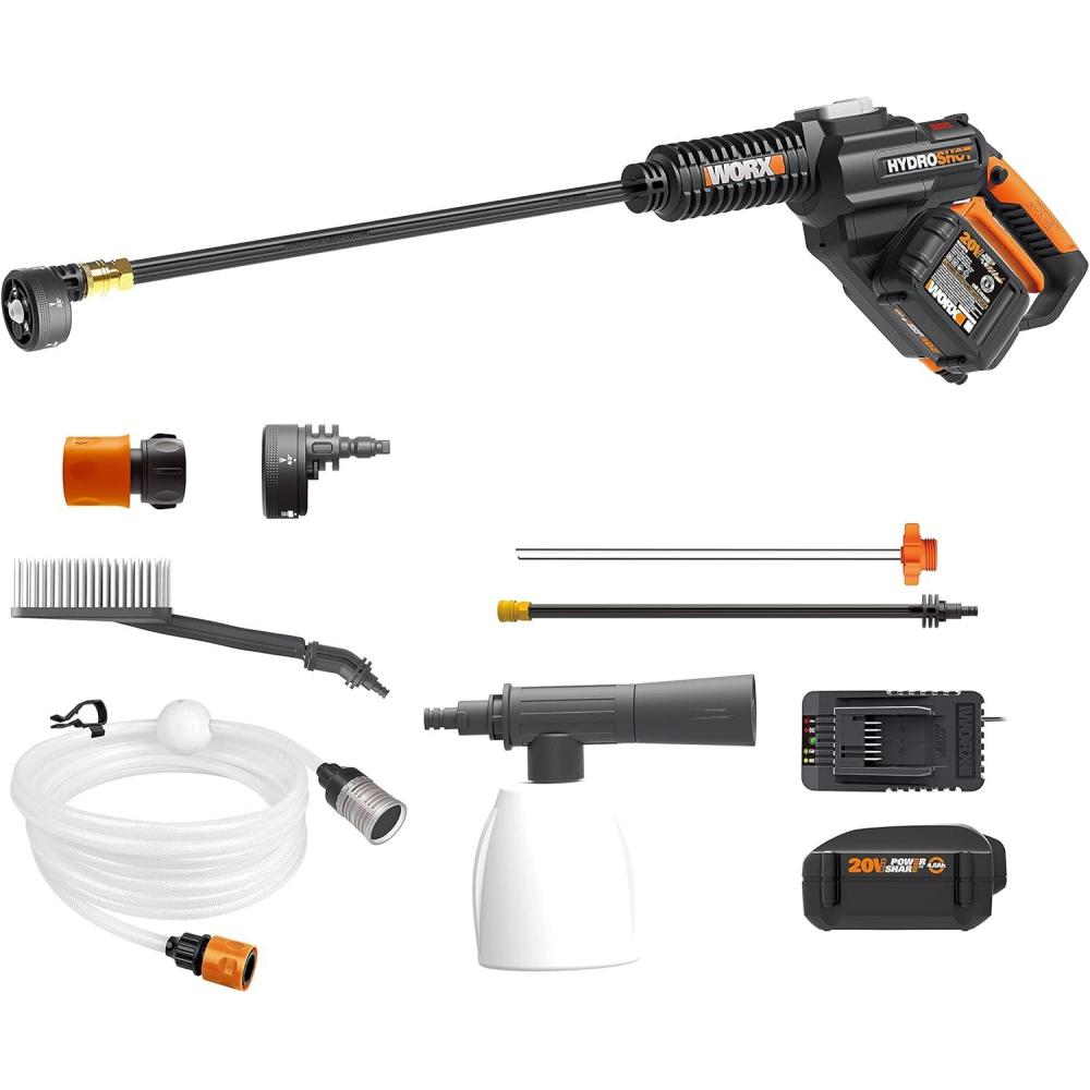 image:imageWORX 20V Brushless Hydroshot WG6302 Cordless High Flow Pressure Washer Car Washer Home Cleaner Portable Garden Watering PowerShare 5in1 Adjustable Nozzle 1 40Ah Battery amp Charger Included