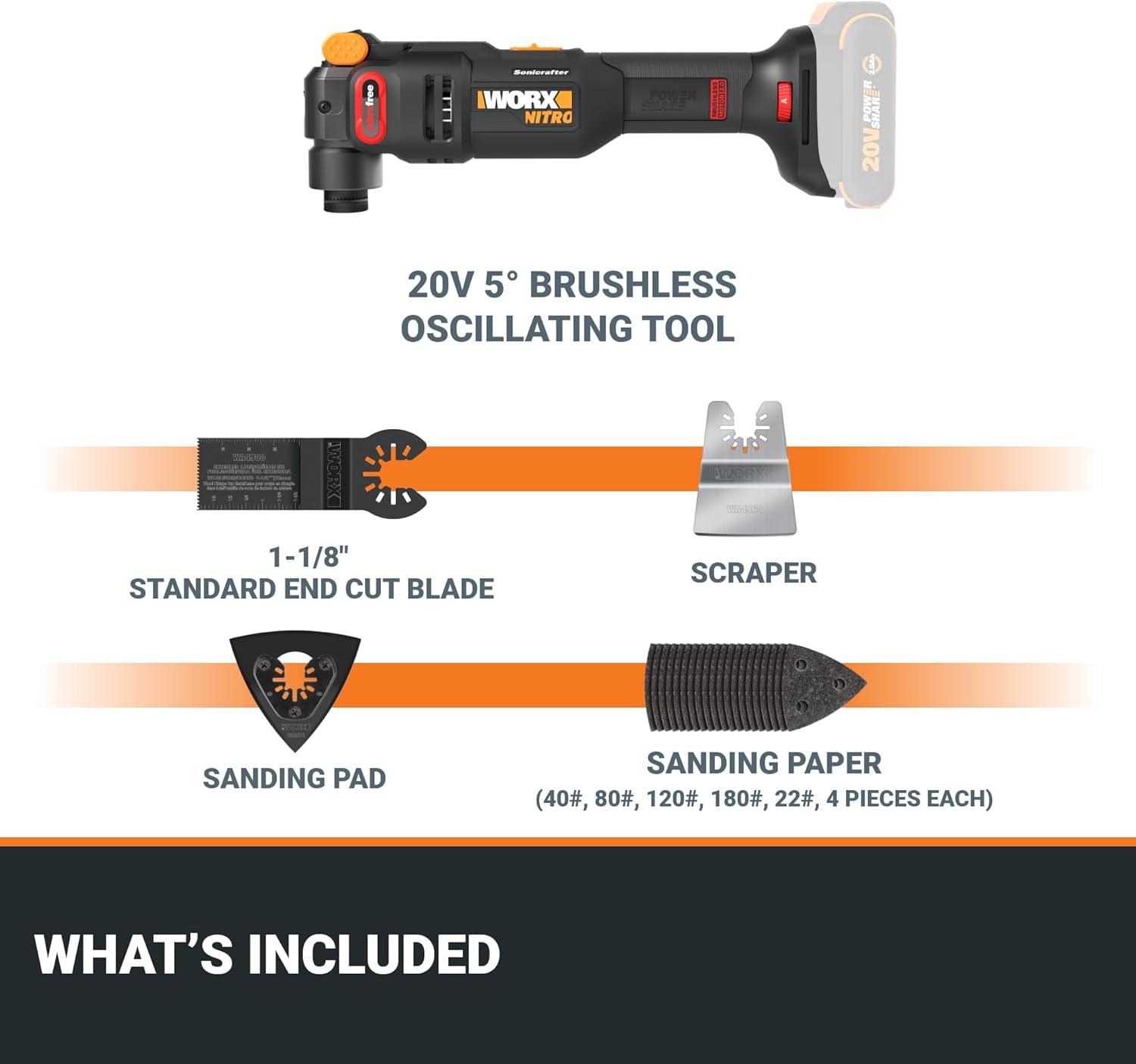 image:imageWorx WX696L 20V Power Share Sonicrafter Cordless Oscillating MultiTool20V Cordless Oscillating MultiToolTOOL Only