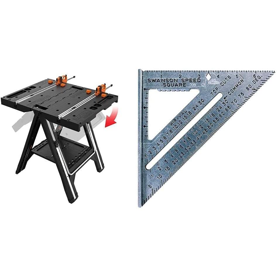image:imageWORX WX051 Pegasus Folding Work Table amp Sawhorse and SWANSON Tool Co S0101 7 Inch Speed Square Blue