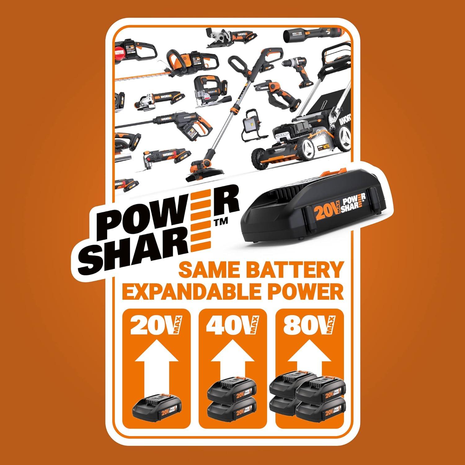image:imageWORX 20V 12 Cordless String Trimmer amp 120 MPH Leaf Blower Combo 2 Batteries amp Charger Included WG91612 Trimmer 360 CFM Blower