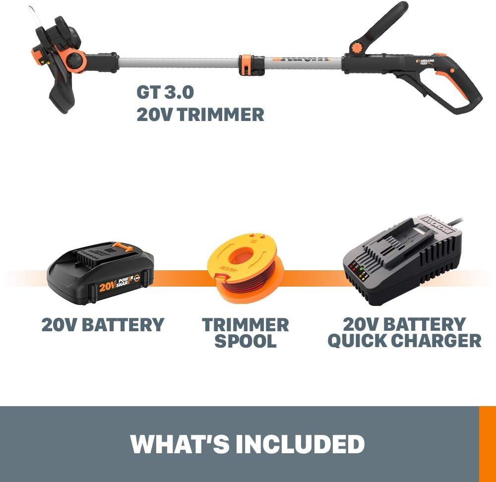 image:imageWORX 20V 12 Cordless String Trimmer amp 120 MPH Leaf Blower Combo 2 Batteries amp Charger Included WG9162 in 1 Trimmer w1 Battery 20 Ah Charger