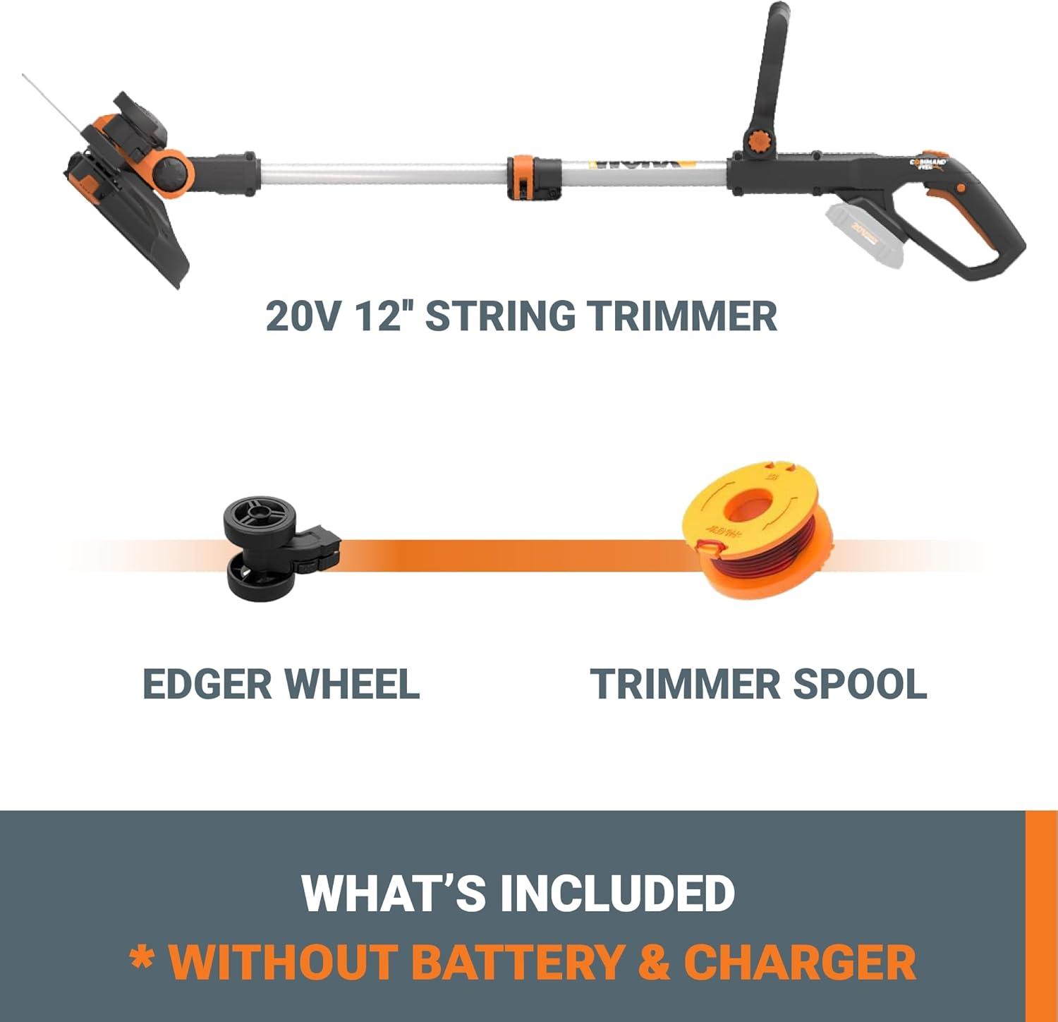 image:imageWORX 20V 12 Cordless String Trimmer amp 120 MPH Leaf Blower Combo 2 Batteries amp Charger Included WG9162 in 1 TrimmerTool Only