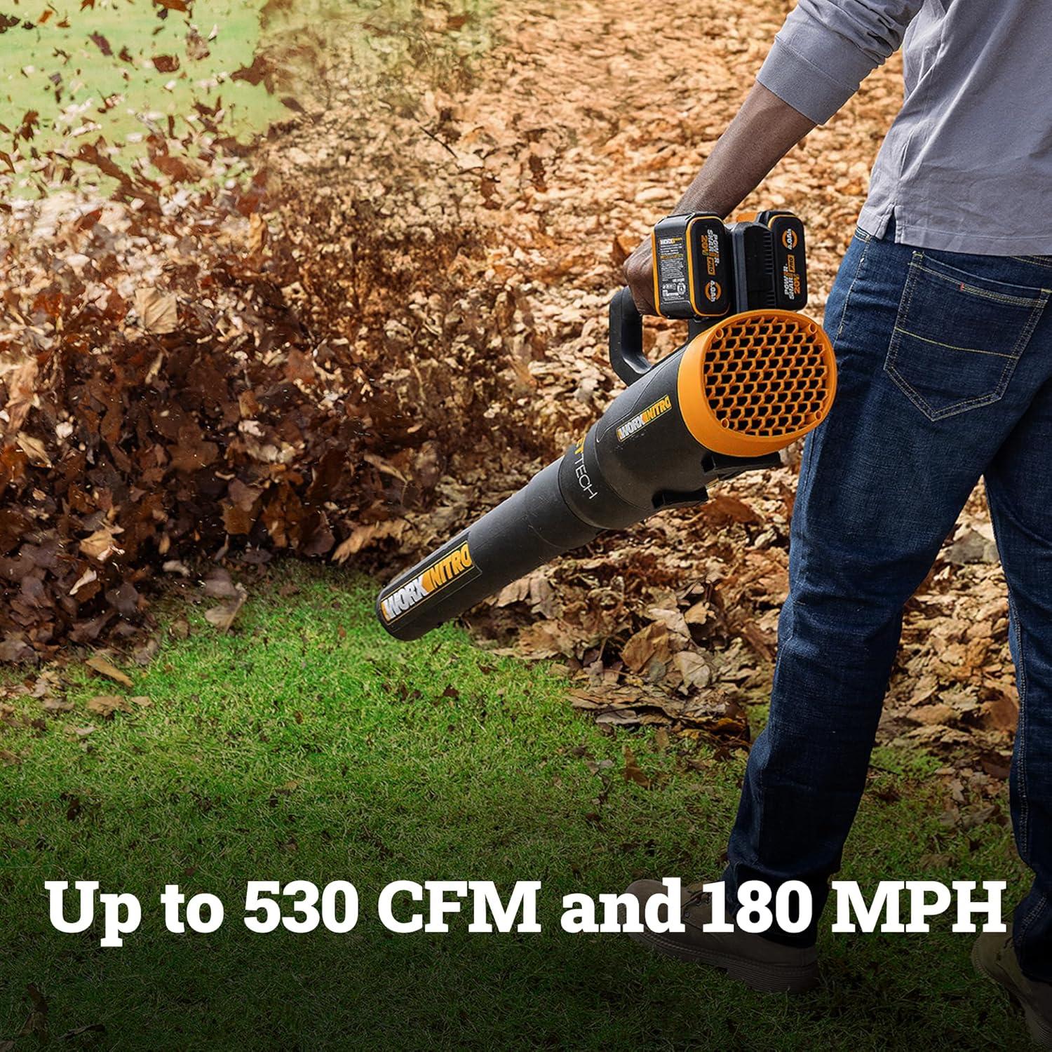 image:imageWORX Cordless String Trimmer amp Leaf Blower Combo 15 40V Weed Eater 530 CFM 40V Quiet Electric Blower with 57 dB 2 40 Ah Batteries and Charger Included WP925