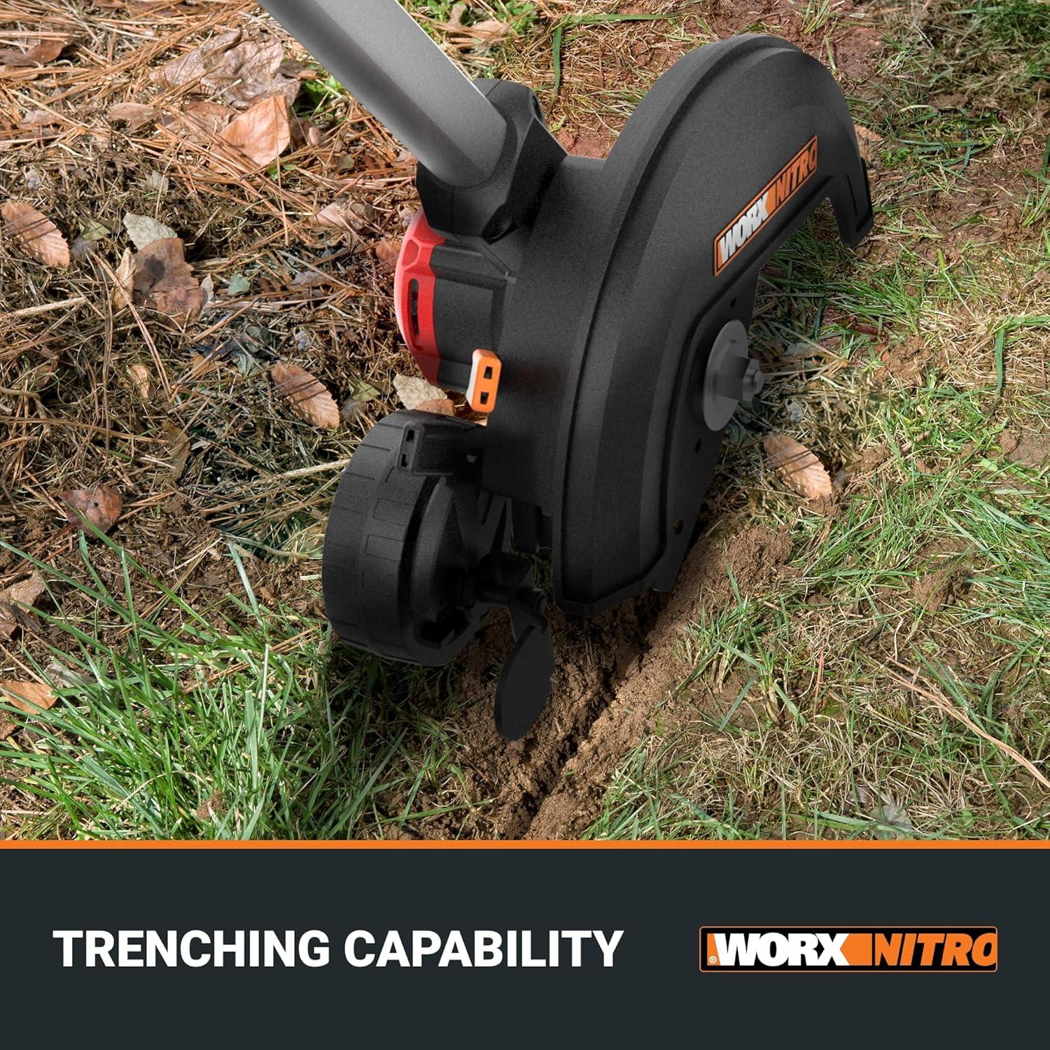 image:imageWORX Nitro Cordless Lawn Edger 7 Grass Edger with 3 Depth Settings 20V Electric Edger with Dual Wheels amp Brushless Motor 40 Ah Battery amp Charger Included WG898Lawn Edger w1 40 Ah Battery