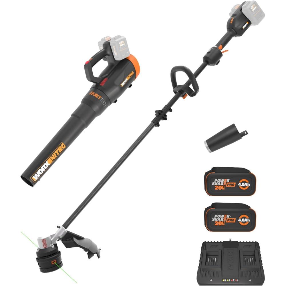image:imageWORX Cordless String Trimmer amp Leaf Blower Combo 15 40V Weed Eater 530 CFM 40V Quiet Electric Blower with 57 dB 2 40 Ah Batteries and Charger Included WP925
