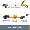 WORX Cordless String Trimmer & Lawn Edger, Electric Weed Wacker with 4.2 LBS, 20V Weed Eater with Auto Feed, Battery & Charger Included, WG154(12″ 20V 2 in 1 Trimmer w/(1) 2.0 Ah Battery)