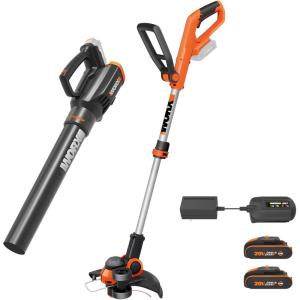 WORX Cordless String Trimmer & Lawn Edger, Electric Weed Wacker with 4.2 LBS, 20V Weed Eater with Auto Feed, Battery & Charger Included, WG154(12″ Trimmer & 360 CFM Blower)