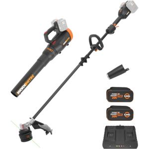 WORX Cordless String Trimmer & Leaf Blower Combo, 15” 40V Weed Eater, 530 CFM 40V Quiet Electric Blower with 57 dB, 2 × 4.0 Ah Batteries and Charger Included, WP925