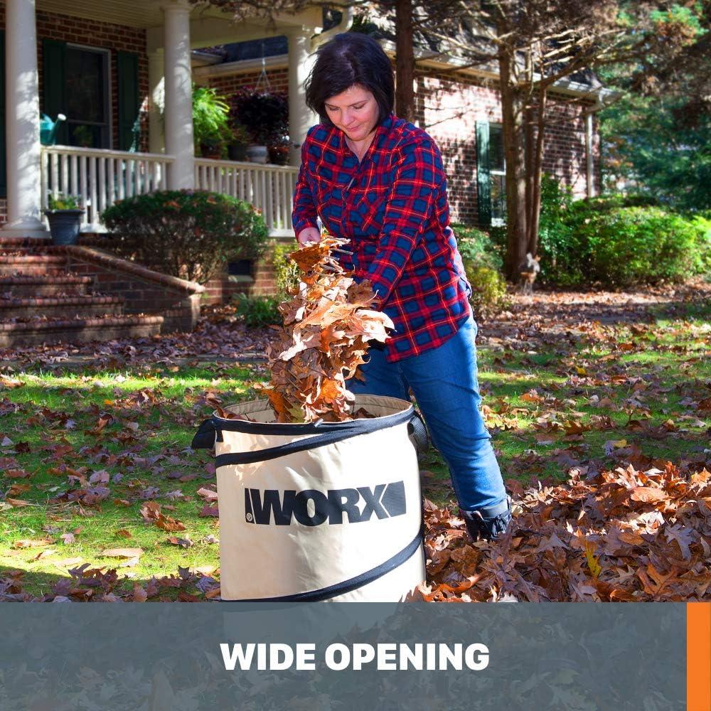 image:imageWORX WG430 13 Amp Foldable Bladeless Electric Leaf Mulcher wLandscaping 26Gallon Collapsible Yard Waste BagLeaf BinWith Collapsible Leaf Bin