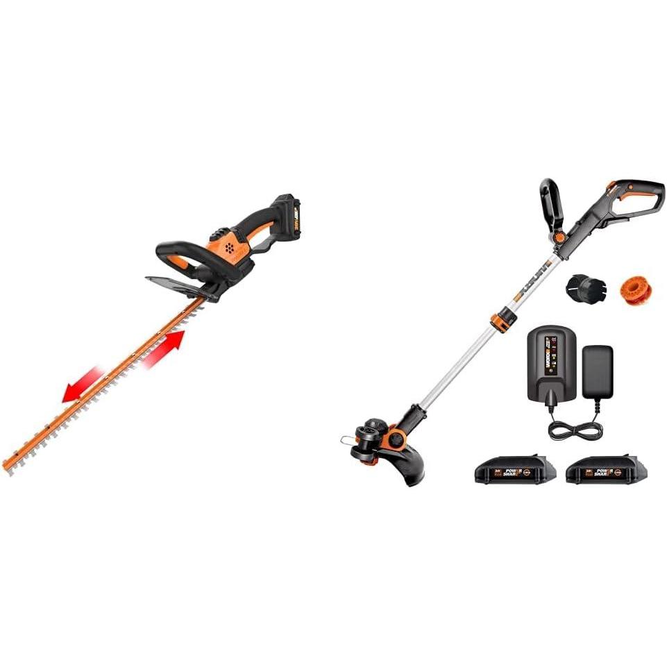 image:imageWORX WG261 20V Power Share 22 Cordless Hedge Trimmer Battery amp Charger Included WG163 GT 30 20V PowerShare 12 Cordless String Trimmer amp Edger Battery amp Charger Included