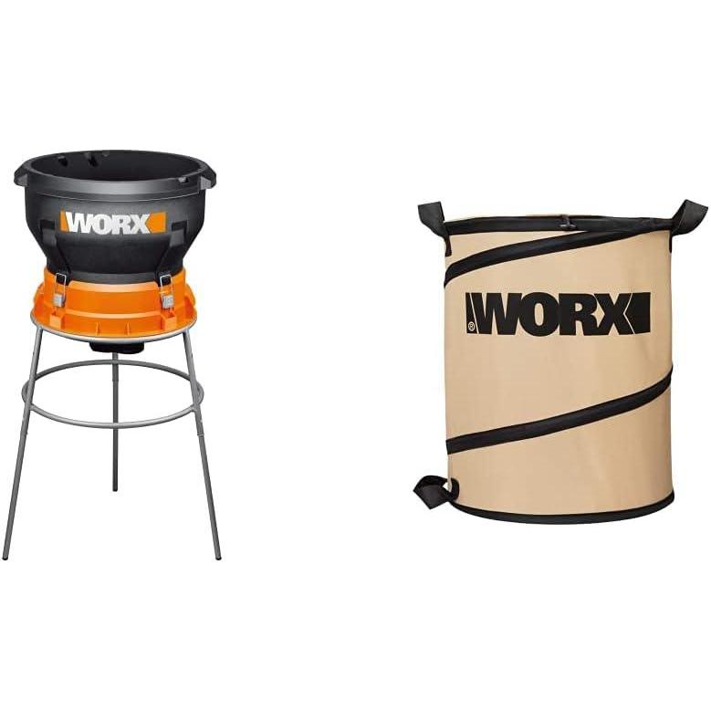 image:imageWORX WG430 13 Amp Foldable Bladeless Electric Leaf Mulcher wLandscaping 26Gallon Collapsible Yard Waste BagLeaf BinWith Collapsible Leaf Bin