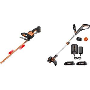 WORX WG261 20V Power Share 22″ Cordless Hedge Trimmer (Battery & Charger Included) WG163 GT 3.0 20V PowerShare 12″ Cordless String Trimmer & Edger (Battery & Charger Included)