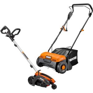 Worx Edger & Trimmer Lawn Tool Bundle – Electric Edger (12 Amp, 7.5″) + Cordless String Trimmer/Edger (20V, 12″)(Lawn Trencher + Dethatcher)