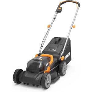 WORX Cordless Lawn Mower, 14″ 40V Electric Mower with Brushless Motor, Lightweight 2 in 1 Push Lawn Mower with 6-Position Height Adjustment for Small Yards, 2 Batteries & Charger Included, WG735