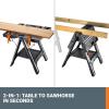Worx WX065.3 Clamping Sawhorses with Bar Clamps and 7 Inch Metal Triangle Ruler(Portable Workbench & Sawhorse)