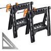 Worx WX065.3 Clamping Sawhorses with Bar Clamps and 7 Inch Metal Triangle Ruler(Clamping Sawhorses + Triangle Ruler)
