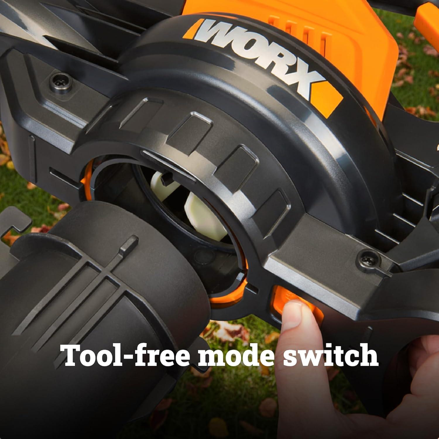 image:imageWORX Cordless Leaf Blower 3 in 1 Blowers for Lawn Care with Leaf Vacuum amp Leaf Mulcher Electric Blower with Brushless Motor amp 2 Speed Control 4 40 Ah Batteries amp Charger Included210MPH 40V 3 in 1 w4 40Ah Batteries
