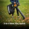WORX Cordless Leaf Blower, 3 in 1 Blowers for Lawn Care with Leaf Vacuum & Leaf Mulcher, Electric Blower with Brushless Motor & 2 Speed Control, 4 × 4.0 Ah Batteries & Charger Included(210MPH 40V 3 in 1 w/(4) 4.0Ah Batteries)