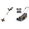 WORX Cordless String Trimmer & Lawn Mower Combo, 12” 20V Weed Eater with 90° Pivoting Head, 14” 40V Electric Mower with 6-Position Height Adjustments for Small Yard, 4 Batteries & Charger Included
