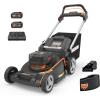 WORX Cordless Lawn Mower, 14” Electric Mower with Mulching & Bagging, 20V Push Lawn Mower with 6-Position Height Adjustment, 5.0 Ah Battery & Charger Included, WG733.1(21″ 40V Mower w/(2) 5.0Ah Batteries)