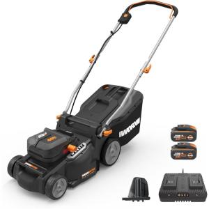 WORX Cordless Lawn Mower, 14” Electric Mower with Mulching & Bagging, 20V Push Lawn Mower with 6-Position Height Adjustment, 5.0 Ah Battery & Charger Included, WG733.1(16″ 40V Mower w/(2) 4.0Ah Batteries)